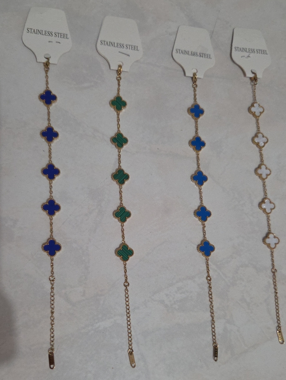 Women's Clover Link Bracelet - Blue, Green, White